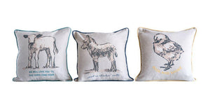 COOP Square Cotton Pillow w/ Baby Animal, 3 Styles-COOP-Sleeping Giant