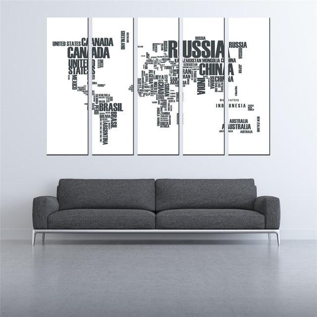 COOL world MAP poster 5 Pcs Waterfall Painting Canvas Wall Art Picture the world map poster for bar decor Canvas Print WL-058