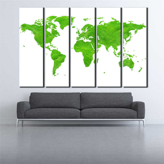 COOL world MAP poster 5 Pcs Waterfall Painting Canvas Wall Art Picture the world map poster for bar decor Canvas Print WL-058