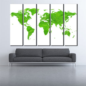 COOL world MAP poster 5 Pcs Waterfall Painting Canvas Wall Art Picture the world map poster for bar decor Canvas Print WL-058