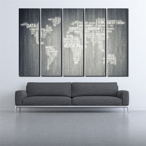 COOL world MAP poster 5 Pcs Waterfall Painting Canvas Wall Art Picture the world map poster for bar decor Canvas Print WL-058