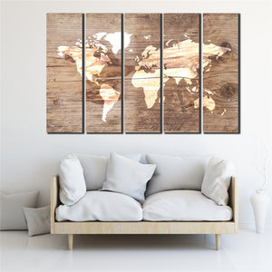 COOL world MAP poster 5 Pcs Waterfall Painting Canvas Wall Art Picture the world map poster for bar decor Canvas Print WL-058