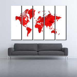 COOL world MAP poster 5 Pcs Waterfall Painting Canvas Wall Art Picture the world map poster for bar decor Canvas Print WL-058