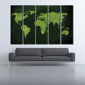 COOL world MAP poster 5 Pcs Waterfall Painting Canvas Wall Art Picture the world map poster for bar decor Canvas Print WL-058